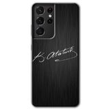 MRCİLETİSİMmrc-9244 İmza Atatürk Kılıf HD Desen Baskılı Arka Kapak Samsung Galaxy S21 Ultra ile uyumlu