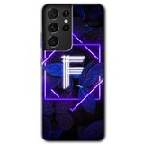 MRCİLETİSİMmrc-9272 Dark Neon Yaprak F Harfi Kılıf HD Desen Baskılı Arka Kapak Samsung Galaxy S21 Ultra ile uyumlu