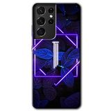 MRCİLETİSİMmrc-9277 Dark Neon Yaprak I Harfi Kılıf HD Desen Baskılı Arka Kapak Samsung Galaxy S21 Ultra ile uyumlu