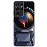 MRCİLETİSİMmrc-9325 Astronot Kılıf HD Desen Baskılı Arka Kapak Samsung Galaxy S21 Ultra ile uyumlu
