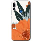 MRCİLETİSİMmrc-96374 Portakal Çiçeği Kılıf HD Baskılı Desen Hayalet Cam Yandan Görünmez Huawei Y9 Prime 2019 ile uyumlu