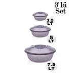 Mrd230 Fume 3Lu Kapakli Hamur Legen Seti Plastik Set 3.5 – 5 Ve 7 Lt