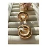 MRK Kalın Vintage Salyongaz Halka Tırtıklı Gold Küpe