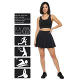 Mrm Pro Kadın Mayo Şortlu Etek Mayo Takımı Pedli Crop Üst Etek Şort Takım 2parça Siyah