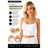mrm pro Kadın Siyah İnce Askılı Crop Büstiyer Sabit Cup Pedli Esnek Toparlayıcı Günlük Atlet