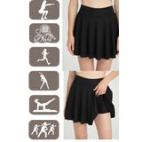 mrmpro Siyah Yüksek Bel Volanlı Şortlu Spor Etek - Deniz Şortu, Skirt With