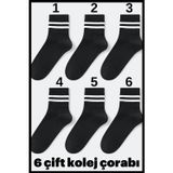 Mrmpro Ünisex 6 Lı Tenis Kolej Çorabı 6Lı Siyah