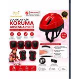 Mrs- Çocuk Kaskı ve Dizlik, Dirseklik Eldiven Set Kırmız/kırmızısiyah -548484 - Çok Renkli