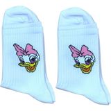 Mrs. Daisy Duck Çizgi Film Karakter Desenli Kolej Çorap - 00A-Beyaz - 36 - 44