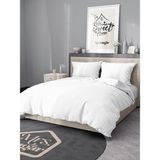 Mrs.gugar Çift Kişilik Saten Çizgili Beyaz Nevresim Takımı - 200 x 220 cm