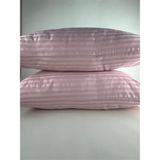 Mrs.Gugar Çizgili Saten Pudra 2 Adet 50X70 Yastık Kılıfı - 50 x 70