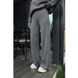MRS. POLEEN Örgü Detaylı Oversize Kazak Pantolon Triko Alt-üst Takım MRS38