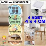 Mrt Bilişim 4 Adet Silikon Şeffaf Koltuk Mobilya Masa Beyaz Eşya Yazıcı Koruyucu Kaydırmaz Dayanıklı Pedler 4 x 4 cm Mobilya Ayakları Renksiz