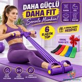 Mrt Bilişim 5 Li Egzersiz Bandı Hediyeli 6 Lastikli Esktra Güçlü Body Trimmer Mekik Çekme Aleti Evde Spor Egzersiz Lastiği Karın Kol Bacak Çalışma Aleti