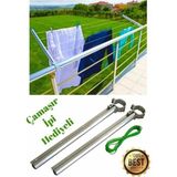 Mrt Bilişim Küpeşte Balkon Çamaşır Kurutma Askılığı Yuvarlak Çamaşır Askısı Çamaşır Ipi Hediyeli