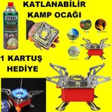 Mrt Bilişim Mini Kamp Soba Katlanır Açık Gaz Sobası Portatif Piknik Split Ocak Brülör + 1 Adet Gaz Hediyeli