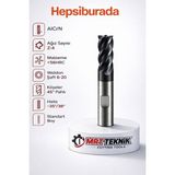 Mrt Teknik 16 mm 92 Boy Helis Boyu 35 Karbür Parmak Freze Z4 Chatter Free Alcrn Kaplama Helis 35°/38° Weldon Pahlı Köşe Cnc Freze Ucu
