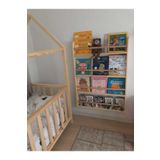 MrtAhşap Montessori Kitaplık Geniş Model Yuvarlak Çıtalı