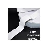 mrtbilisim 3 Cm Beyaz Enli Yassı Lastik 10 Metre Bel Paça Etek Lastiği Don Paça Lastiği Kaliteli Lastik