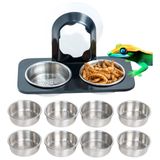 MRTIOO 0,5 oz Bardaklar, Sürüngen Amfibi Gıda Kaseleri ve Tepeli Gecko, Kertenkele veya Diğer Küçük Evcil Hayvan Besleyici Çıkıntı Aksesuarları Malzemeleri (SUS 10 Bardak)