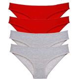 MrtNlu Kırmızı Gri M 4 Adet Eko Set Likralı Kadın Slip Külot