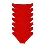 MrtNlu Kırmızı L 7 Adet Süper Eko Set Likralı Kadın Slip Külot