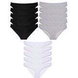MrtNlu Siyah Gri Beyaz L 15 Adet Süper Eko Set Likralı Kadın Slip Külot