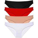 MrtNlu Siyah Kırmızı Ten Beyaz M 4 Adet Süper Eko Set Likralı Kadın Slip Külot