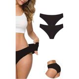 MrtNlu Siyah L-XL 2 Adet Kadın Dikişsiz Lazer Kesim Esnek İz yapmayan Külot