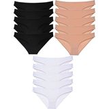 MrtNlu Siyah Ten Beyaz M 15 Adet Süper Eko Set Likralı Kadın Slip Külot