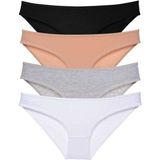 MrtNlu Siyah Ten Gri Beyaz L 4 Adet Süper Eko Set Likralı Kadın Slip Külot