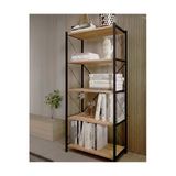 Mrvhomee 150 Cm 5 Katlı Metal Kitaplık – 60X30 Cm Raf Ölçülü – Endüstriyel Tasarım-Ahşap Model