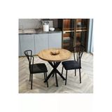 Mrvhomee 70 Cm Yıldız Ayaklı Yuvarlak Mutfak Masa Takımı -Ahşap