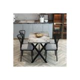 MRVHOMEE 70 x 110 cm Modern Mutfak Masa Takımı - GRİ MERMER GÖRÜNÜMLÜ