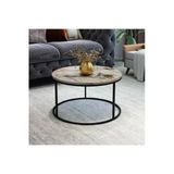 MRVHOMEE TEKLİ GRİ Orta Sehpa- siyah Metal Ayaklı - 60 cm Kahve Sehpası