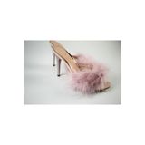 MRVshoes Bride Tüylü Topuklu Gelin Çeyiz Nişan Terliği