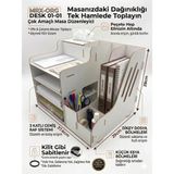 Mrx-Org Desk 01 Masaüstü Organizer | Peçetelikli Çok Amaçlı Masa Düzenleyici, Raflı Dosyalık - Beyaz