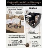 Mrx-Org Desk 01 Masaüstü Organizer | Peçetelikli Çok Amaçlı Masa Düzenleyici, Raflı Dosyalık - Siyah