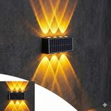 Ms 20W Güneş Enerjili Dış Mekan Bahçe Duvar Lambası - Cata Kos Solar LED Aplik - IP65 Su Geçirmez, 3200K Gün Işığı & Amber Dekoratif Aydınlatma (Amber Renk Işık)