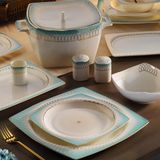 Ms Aryıldız Bone Square Porselen 60 Parça 12 Kişilik Elegance Yemek Takımı 31040