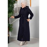 Ms Eflin Kapüşonlu Tesettür Mont Lacivert - 38