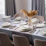 Ms Evalıza Buckingham Platin 60 Parça 12 Kişilik Porselen Yemek Takımı Renkli Set