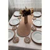 MS Glassware 14 Parça Hasır Runner, Supla, Bardak Altlığı Set - 6 Supla, 1 Runner, 6 Bardak Altlığı, Ekmek Sepeti