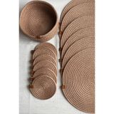 MS Glassware Amerikan Servis Supla Seti 13 Parça - 6 Tabak Altlığı, 6 Bardak Altlığı, 1 Ekmek Sepeti