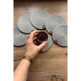 MS Glassware Gri Tress 6’lı Bardak Altlığı, Çay Kahve Fincan Kupa Mum Altlığı Dekoratif Supla 12 Cm