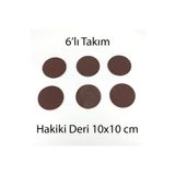 MS Glassware Hakiki Deri Yuvarlak Bardak Altlığı 6lı 10x10 cm