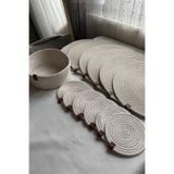 MS Glassware Krem Amerikan Servis Supla Seti 13 Parça - 6 Tabak Altlığı, 6 Bardak Altlığı, 1 Ekmek Sepeti