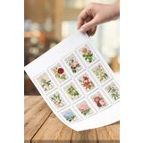 Ms Major Selection 24 Adet 4 X 3 Cm Boyutlarında Paris Gül Çiçek Temalı Posta Pulu Sticker Etiket Çıkartması