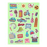 Ms Major Selection 90'Lar Renkli Doodle Laptop Notebook Tablet Sticker Seti