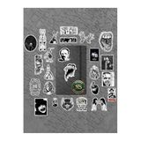 Ms Major Selection Black And White Horror Paketi/Bullet Journal Defter Çıkartma Ajanda Laptop Etiket